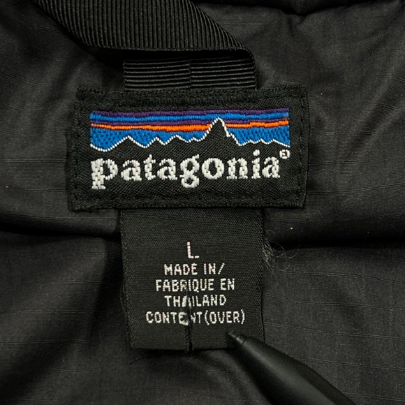 Patagonia Puff Ball Sweater VTG Mens Large Black Full Zip Hooded Puffer Jacket - Picture 3 of 10